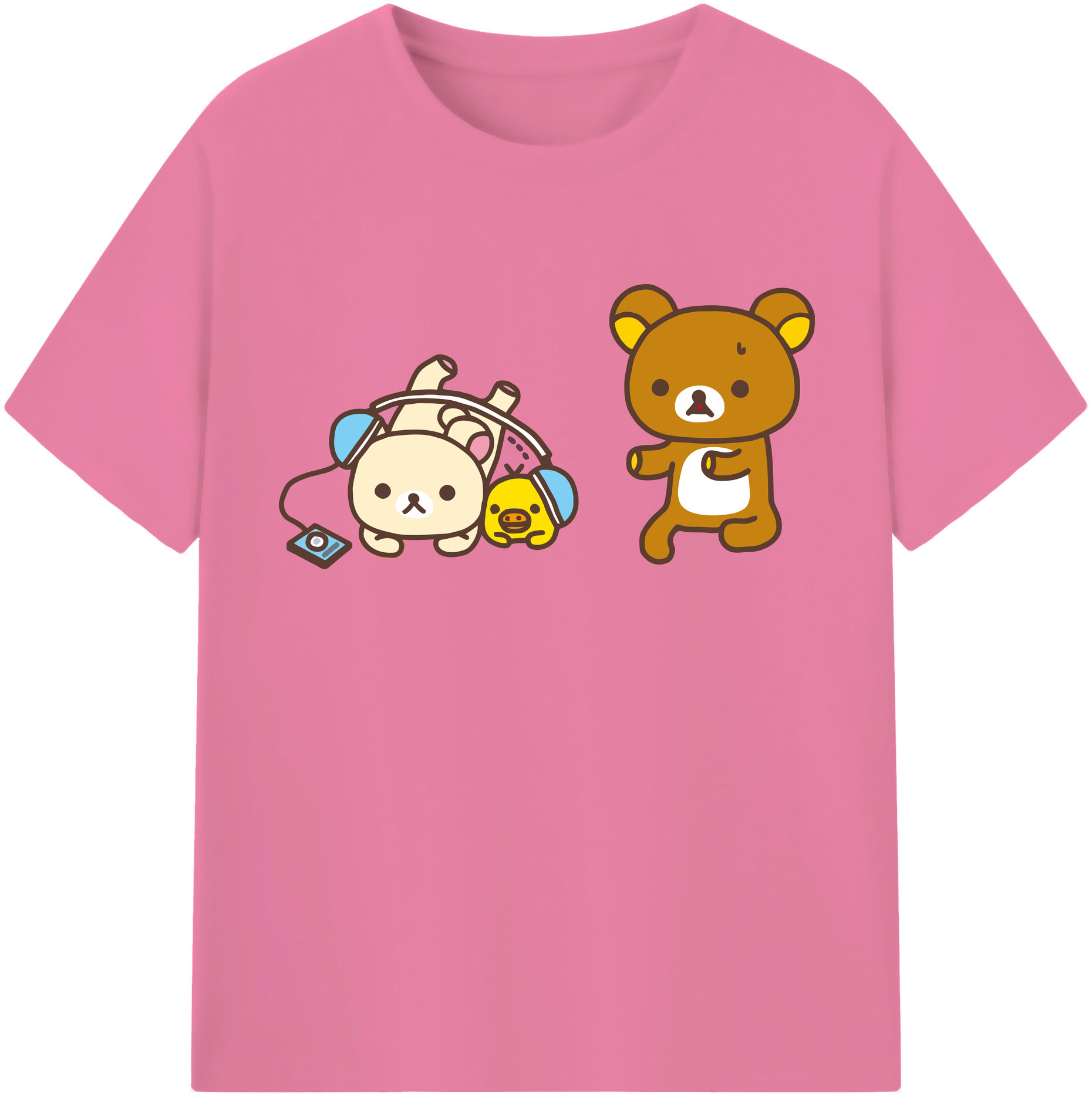 （画像用） リラックマ リラックマ キイロイトリ Rilakkuma Korilakkuma Kiiroitori 綿100％半袖Tシャツ（フロントプリント）
